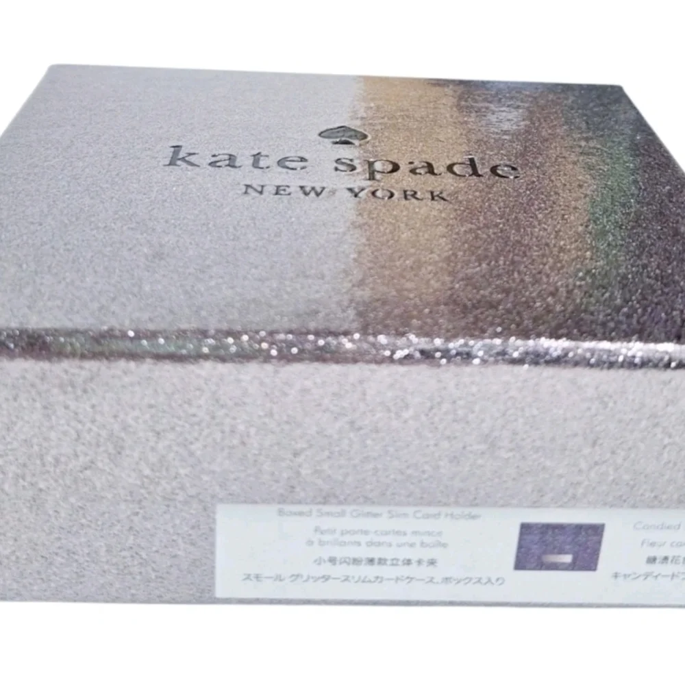 Kate Spade Kenzie Boxed Glitter Small Cardholder Candied Flower Multi KJ006 New